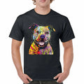 Beware of Pit Bulls T-shirt Dean Russo Art Colorful Cute Dog Men's Tee