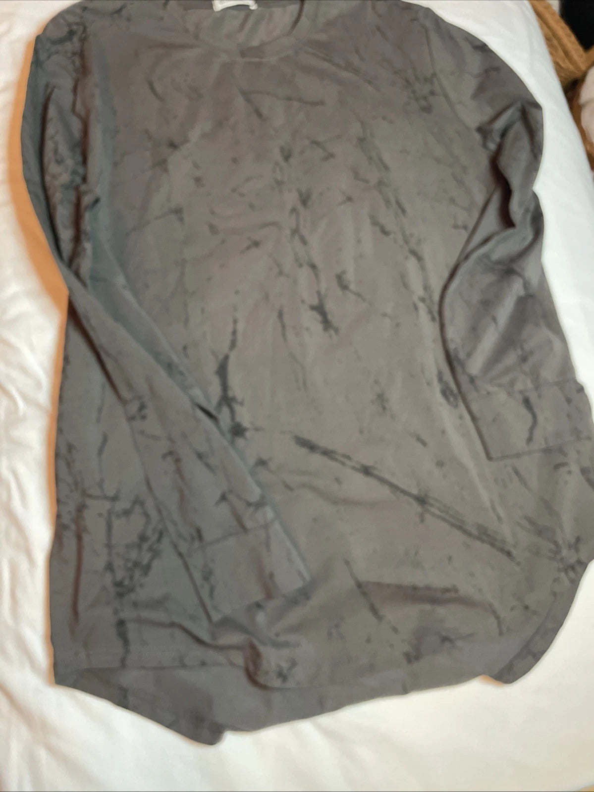 KLIEGOU Mens Hipster Hip Hop Round Hemline Marble Pattern Black Gray Long Sleeve