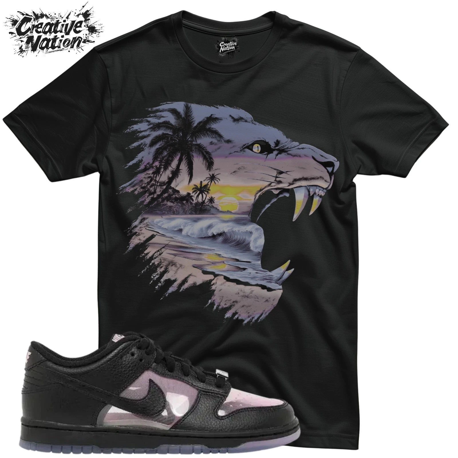 Shirt To Match Dunk Low Retro Transparent Black Pink Rise Unisex Tee Lion Shirt