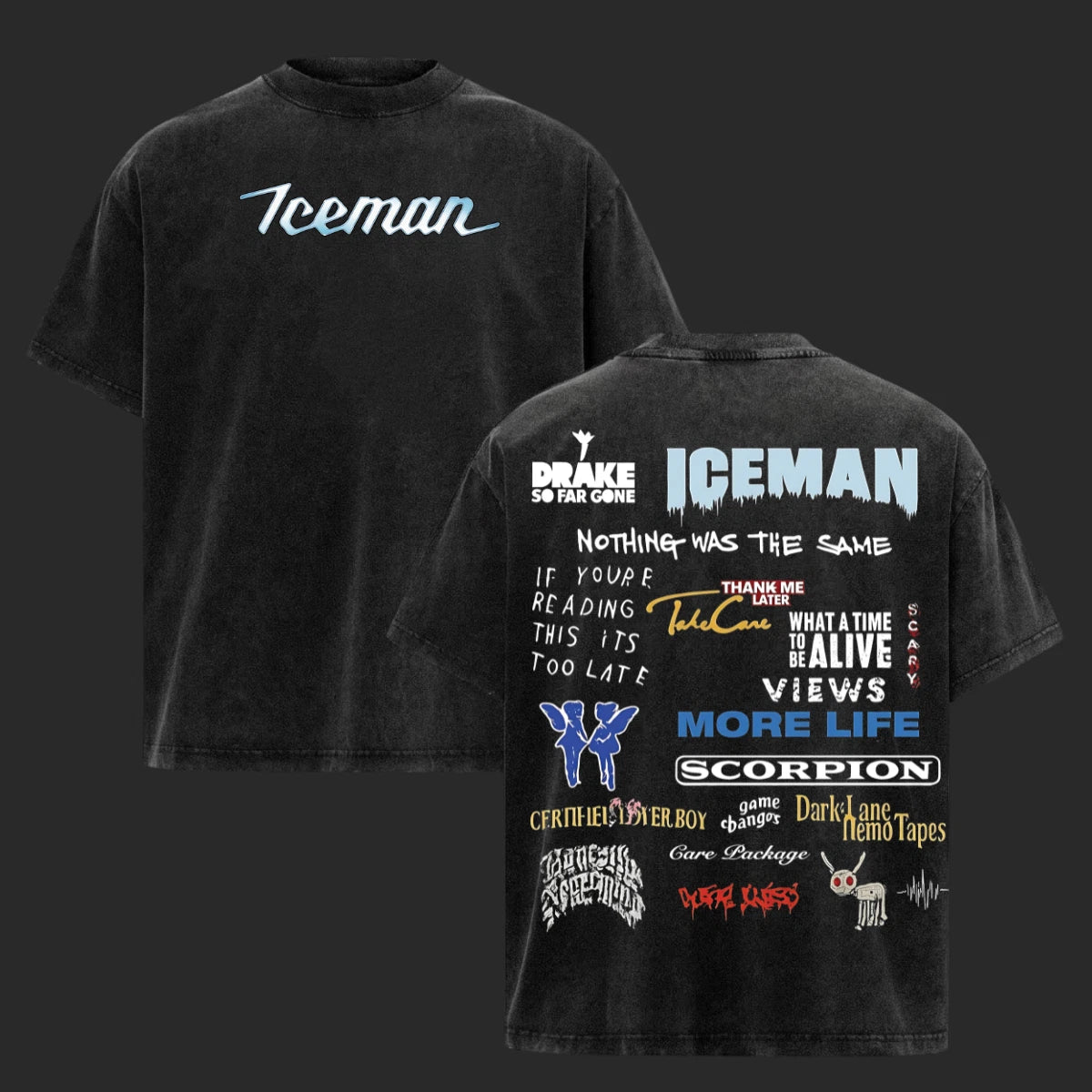 Drake Iceman T-Shirt Hip Hop Graphic Concert Merch Streetwear Heavyweight Cotton