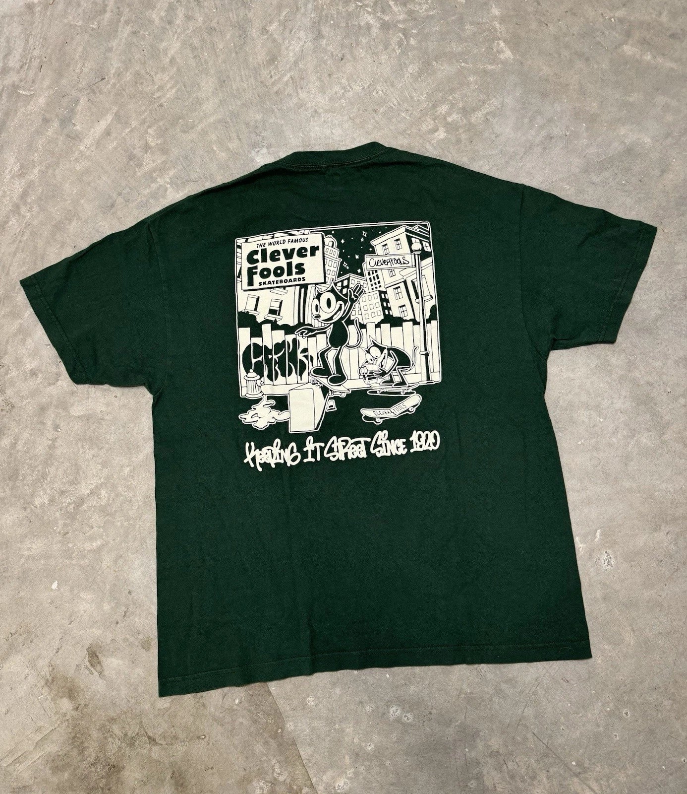 Clever Street Skateboards Felix The Cat Skater Graphic Tee Y2k Style XL Tshirt