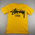 Stussy Guam Shirt Mens S Yellow Logo Streetwear Skate Surf Graphic Tee