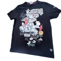 GTL4 Men's Black Graffiti T-Shirt Cyborg Psycho Bear Streetwear Graphic Size L