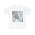 Unisex Adult T Shirt Minimalist Owl in Snowy Pine Forest