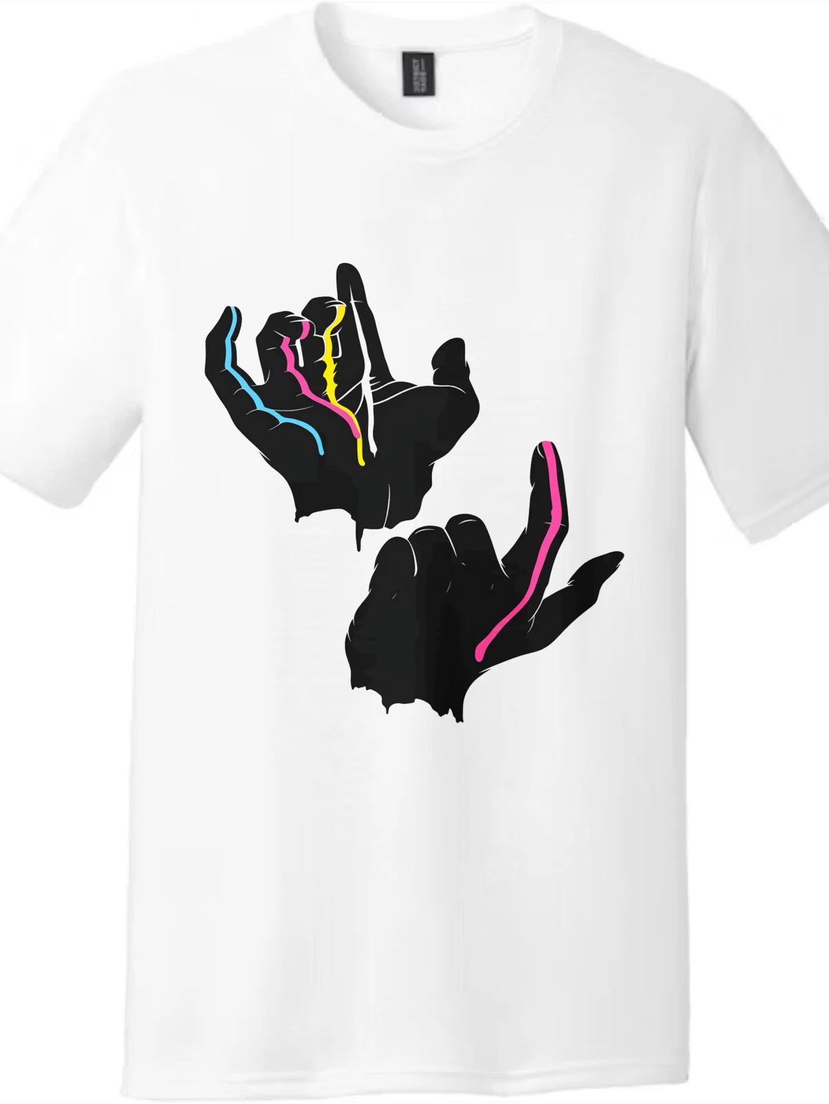 Colorful Hand Gesture Art T-Shirt - Unisex Minimalist Graphic Tee