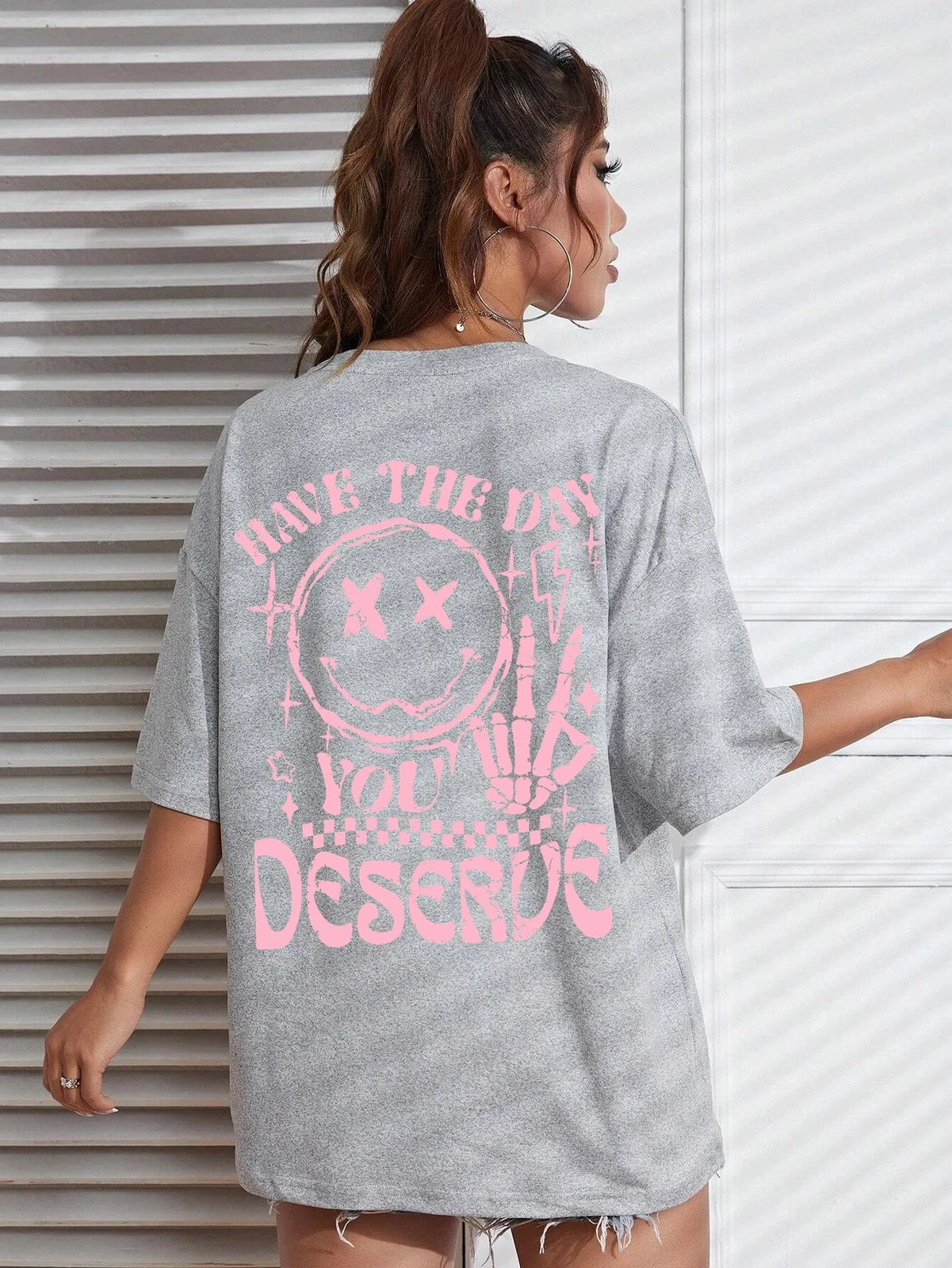 Have the Day You Deserue Letter Graphic Women T-Shirt Cotton Sport T Shirt Soft