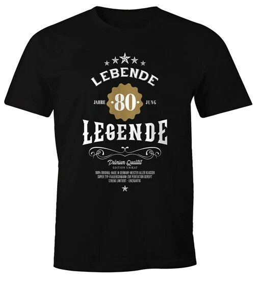 Mens T-Shirt Birthday Gift Living Legend 30-80 Years Young Moonworks®