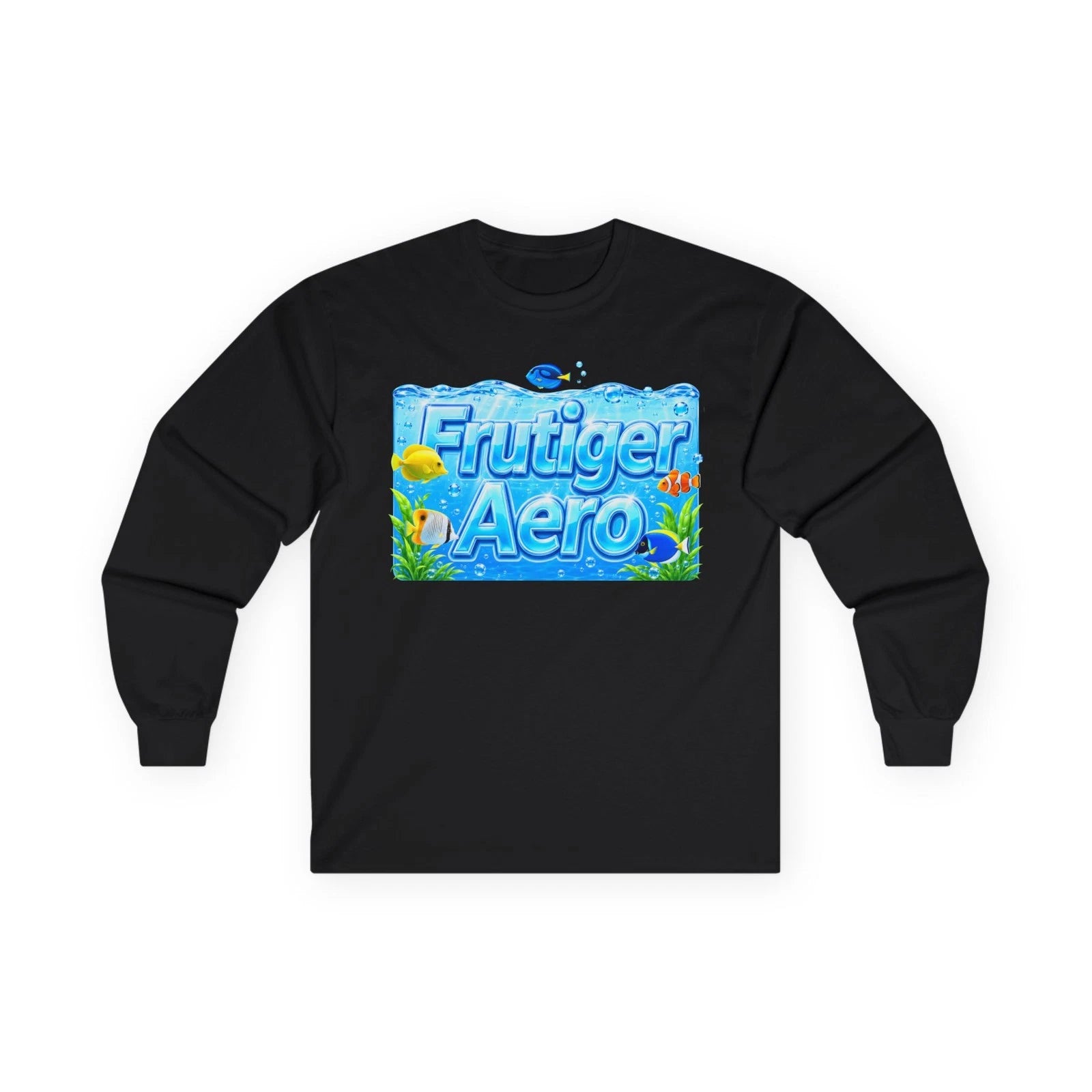 Frutiger Aero Metro Long Sleeve Shirt Y2K Aquarium Cyber Fish Graphic Tee