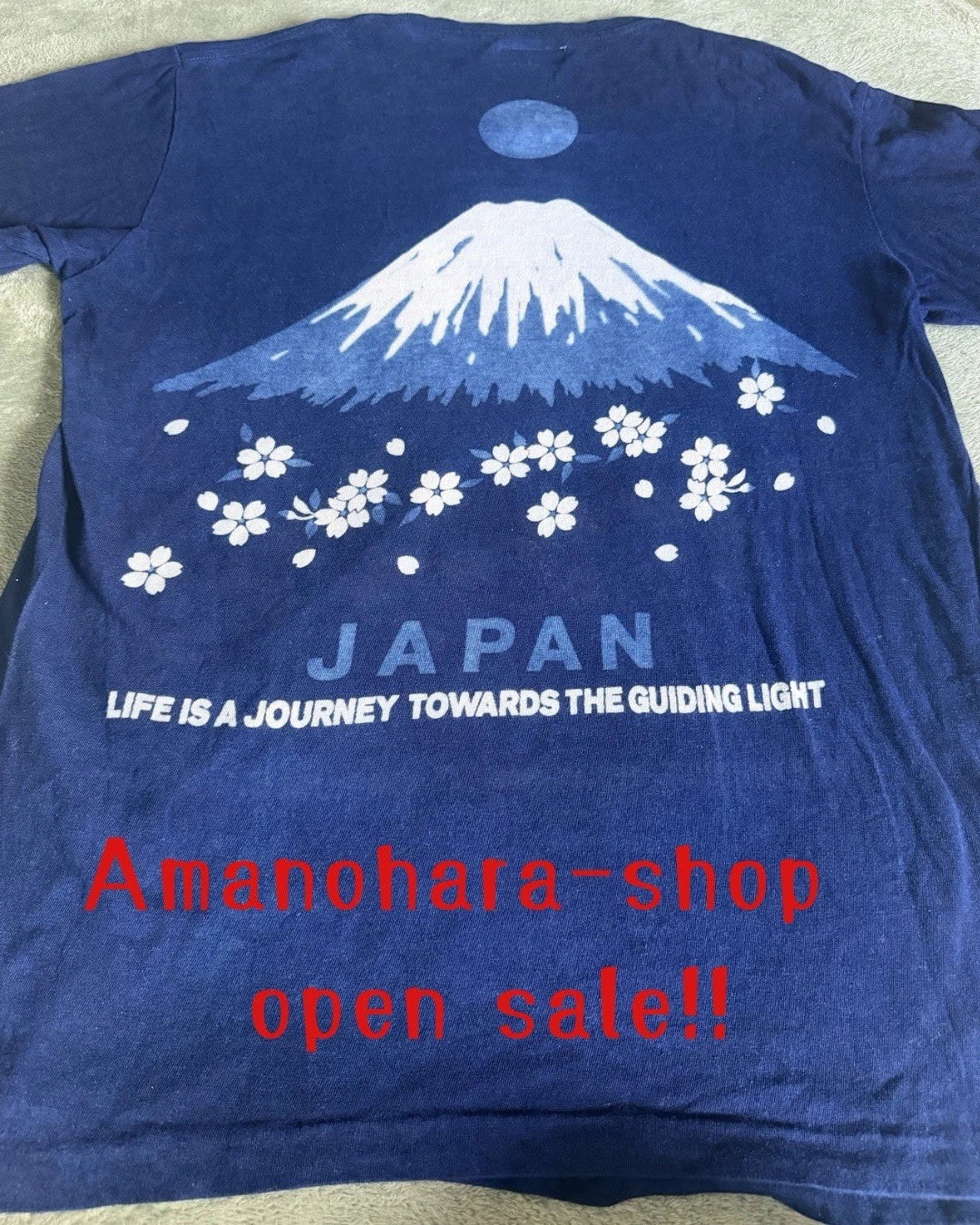 Blue Blue Japan Indigo T-Shirt Mt Fuji Sakura Hand Dyed Size 3 Large Mens Used