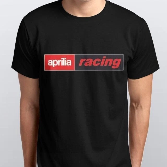 Aprilia Racing Style  Motorcycle Printed T Shirt Womens mens black white