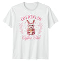 Cottontail Coffee Club Womens T-Shirt Bunny Rabbit Aesthetic Coffee Lover