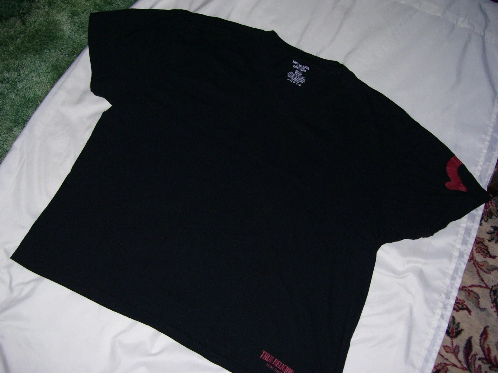 yrue religion t shirt v neck mens black x large