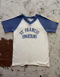 Vintage 1970s Moorewear St. Francis Spartans V-Neck Athletic T-Shirt - Small