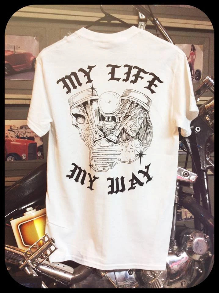MY LIFE MY WAY panhead vintage flash sheet biker patch sticker shirt shovelhead