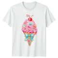 Pink Coastal Summer Ice Cream Womens T-Shirt Coastal Aesthetic Gift For Her