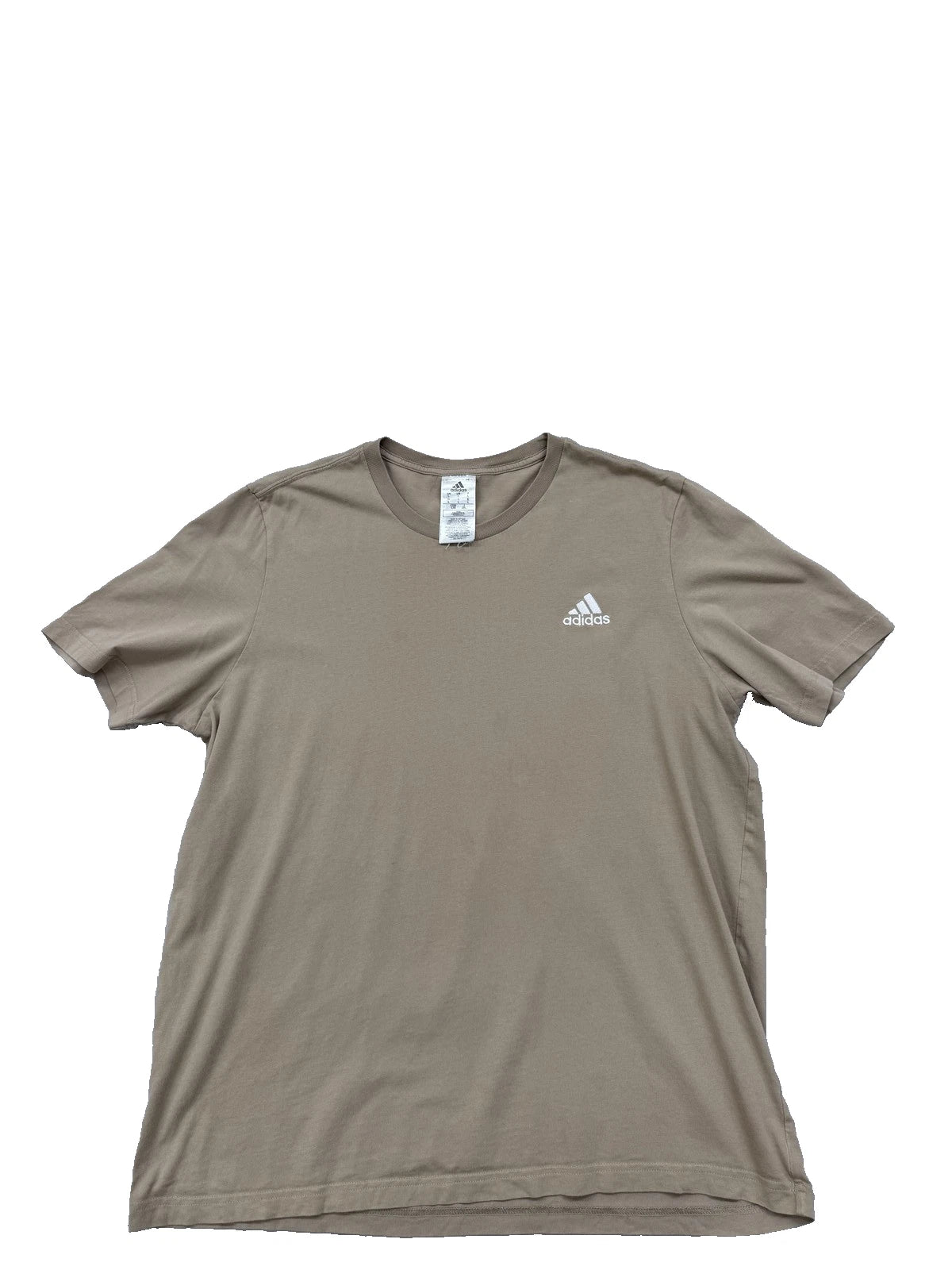 Adidas Men's Beige Cotton T-Shirt Size L Crew Neck Logo