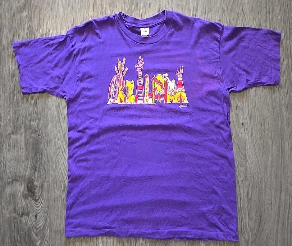 Vintage 90s Fruit Of The Loom T-Shirt XL Oklahoma Creative Marketing