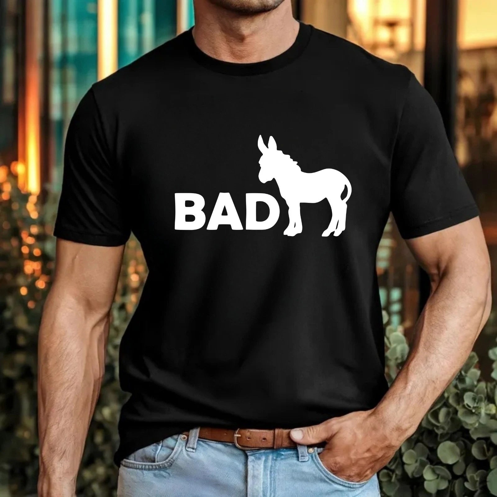 Badas* Funny Men's T-Shirt - Sarcastic Donkey Meme Men's Tee Top - Trendy Humor