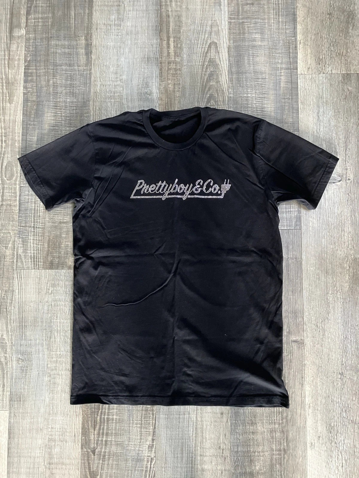 PB&C Prettyboy & Co Rhinestone Logo Black T-shirt Men’s Large