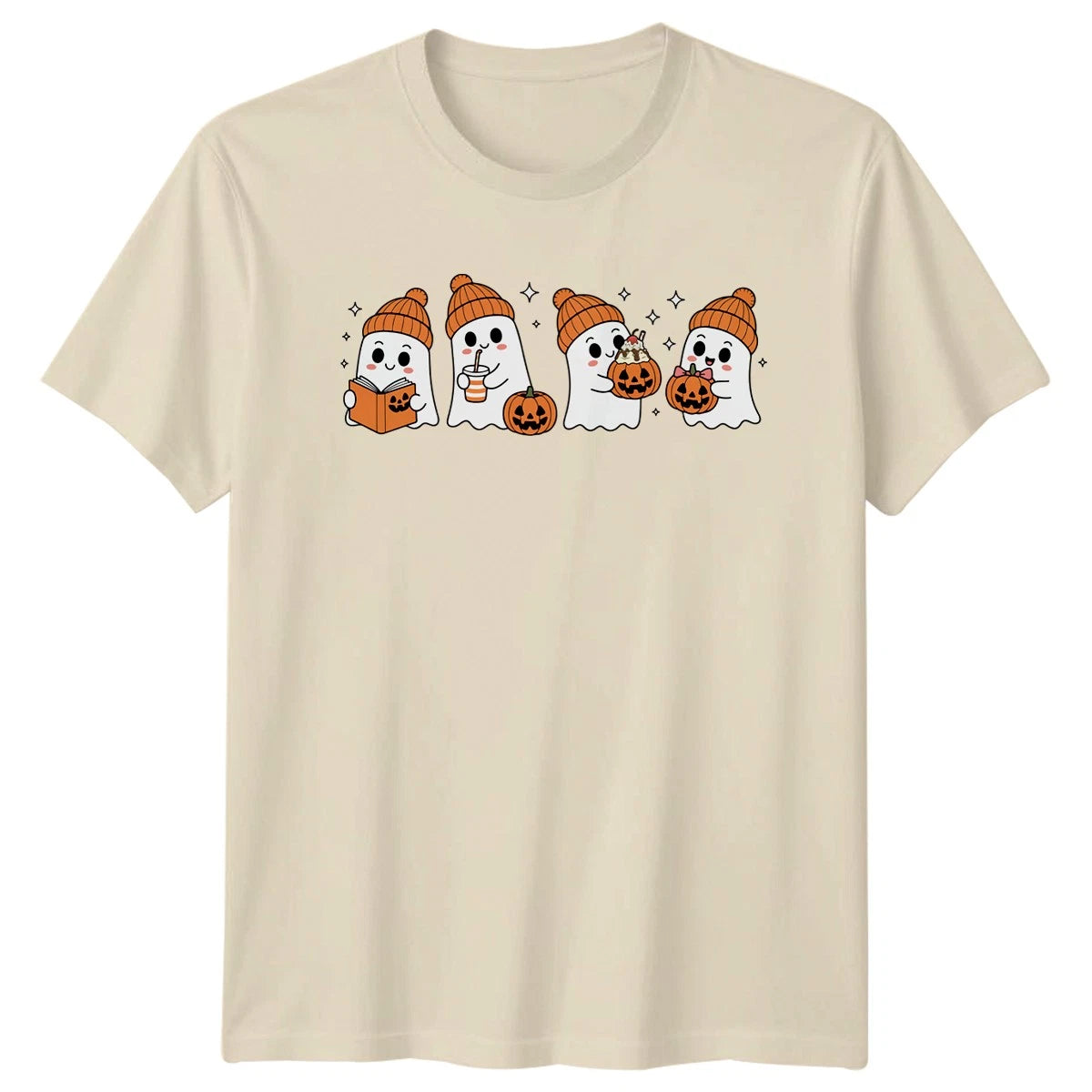 Cute Ghosts Halloween Autumn Graphic Mens T-Shirt Womens Tee Unisex Spooky Fun
