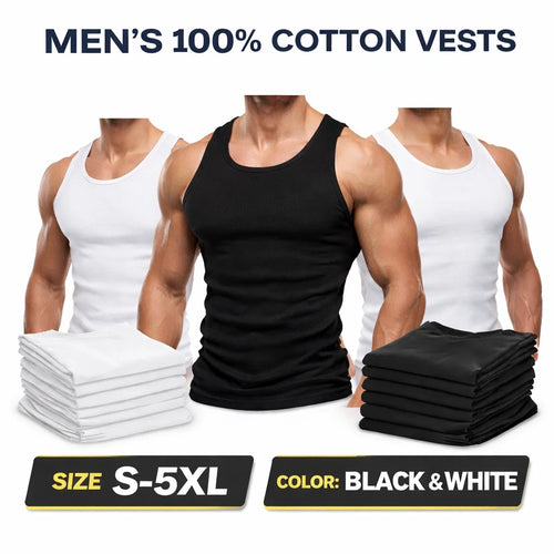 1-6 PCS MENS VESTS 100% COTTON TANK TOP SUMMER TRAINING GYM TOPS PLAIN S-5XL