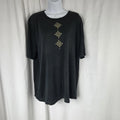 Physical Attraction Shirt Mens XL Black Vintage Embroidered Geometric Tee Top