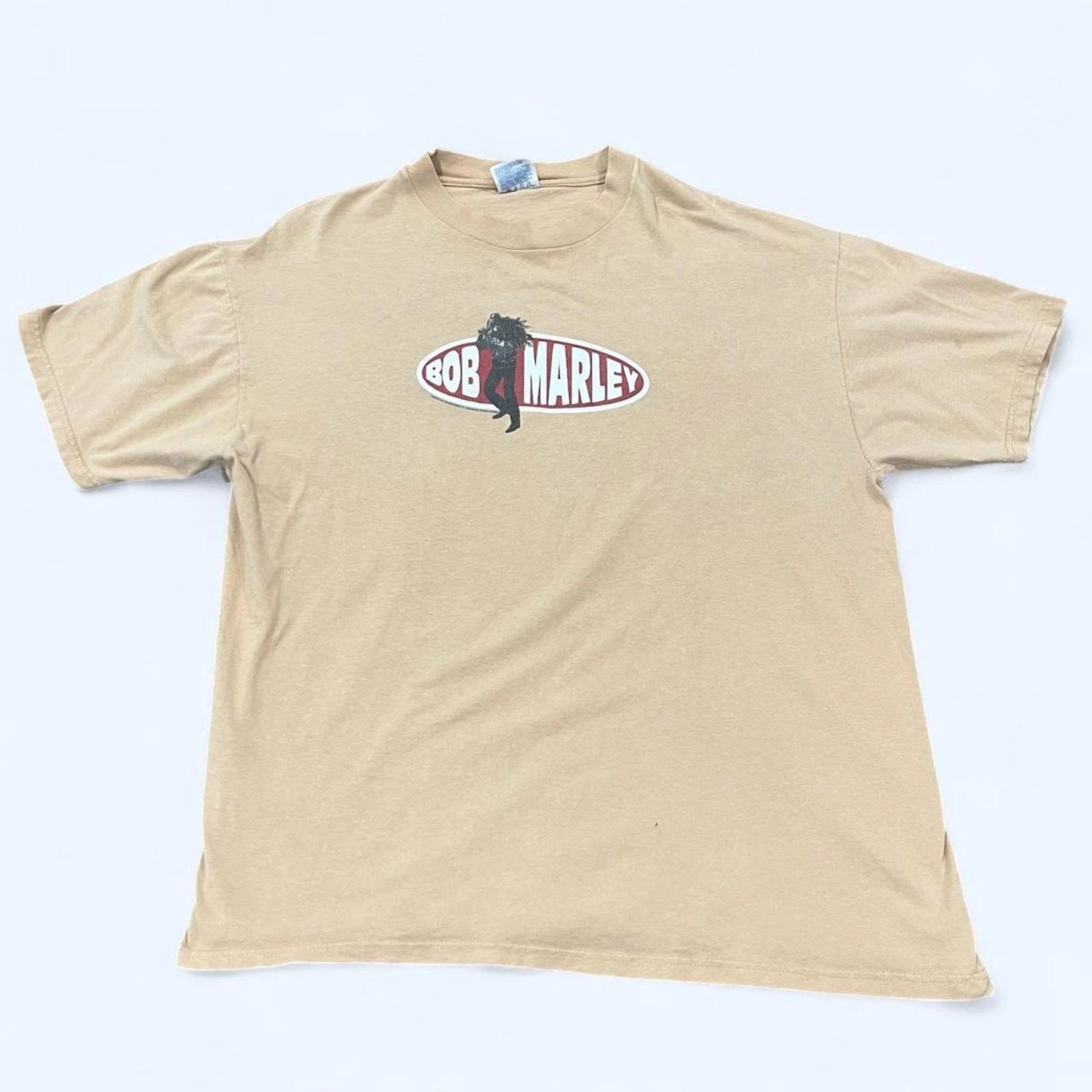 Vintage 90s Bob Marley Band T Shirt Men’s XL Tan Graphic Reggae Tee