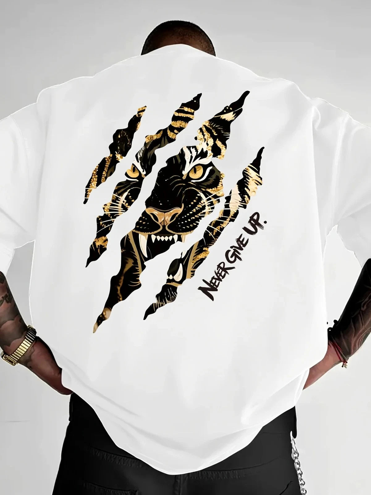 Tiger Print 100% Cotton Men Woment Oversized T-shirt Summer Fashion Streetwear