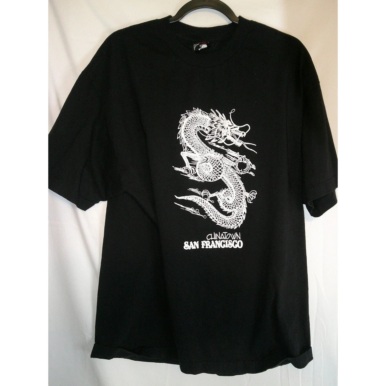 Vintage Mens Tapout Chinatown San Francisco Dragon Graphic T Shirt Black XL