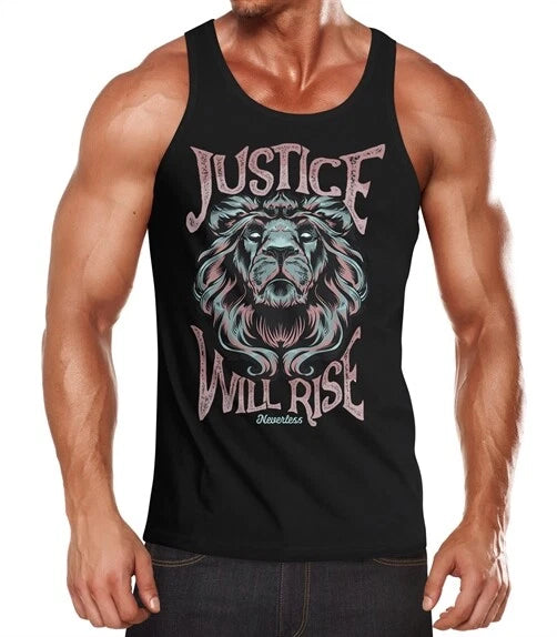 Men's Tank Top Lion Lion Head Motif Fashion Street Style Lettering Justice