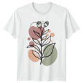 Minimalist Aesthetic Botanical Line Art Womens T-Shirt Abstract Boho Floral