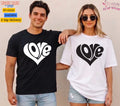 Unisex Retro Love Heart Love T shirt Men T shirt Women valanity day Romantic
