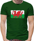 Wales Grunge Style Flag - Mens T-Shirt - Welsh Cymru Country Rugby 6 Nations