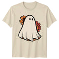 Womens T-Shirt Cute Ghost Floral Halloween Gift For Her