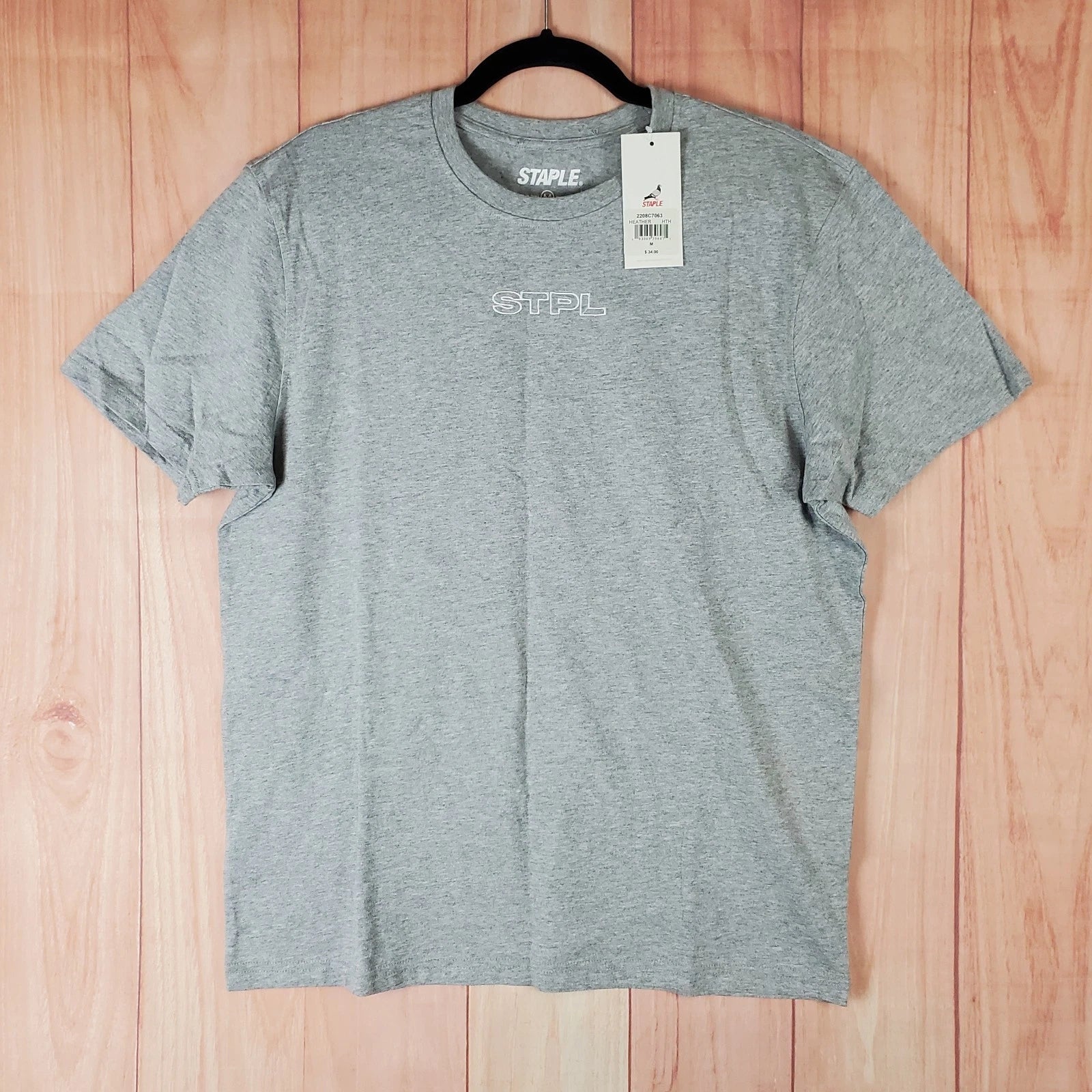 Staple Pigeon Shirt Mens Medium Heather Gray Embroidered STPL Casual Wear