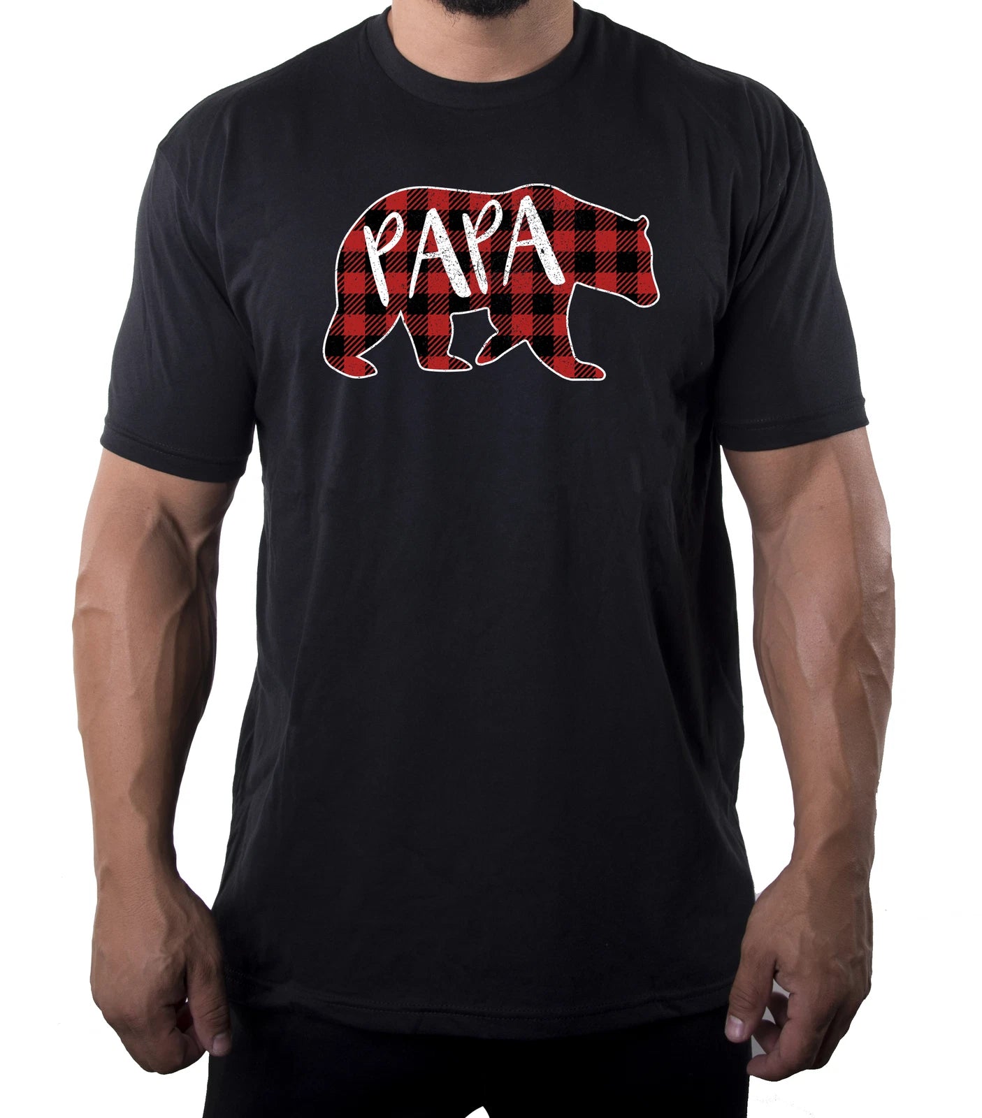 Men's Papa Bear Shirt with Buffalo Plaid, Men's Shirts, Cool Shirts for Dad