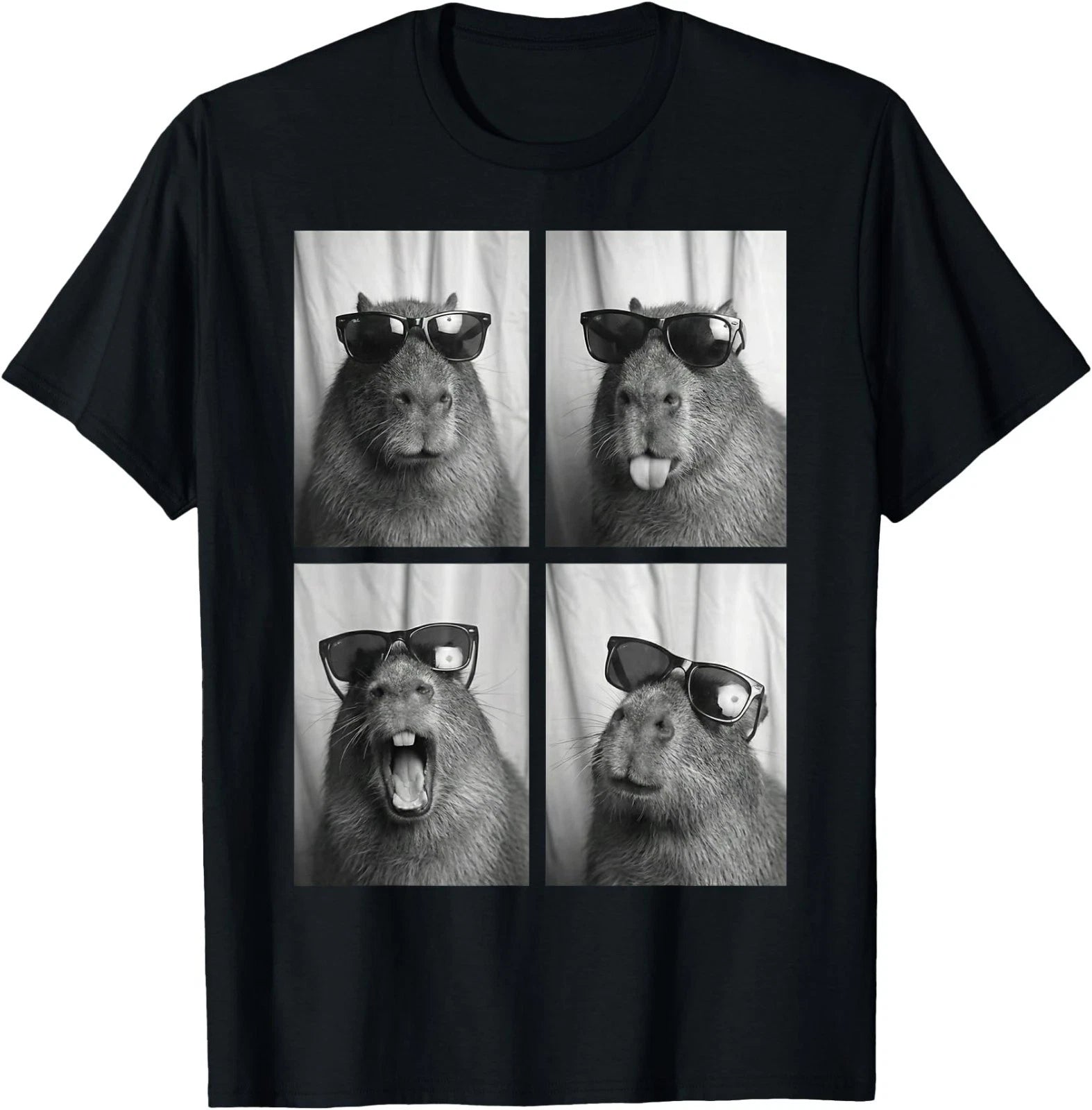 Cool Capybara with Sunglasses PhotoBooth Funny Rodent Animal T-Shirt