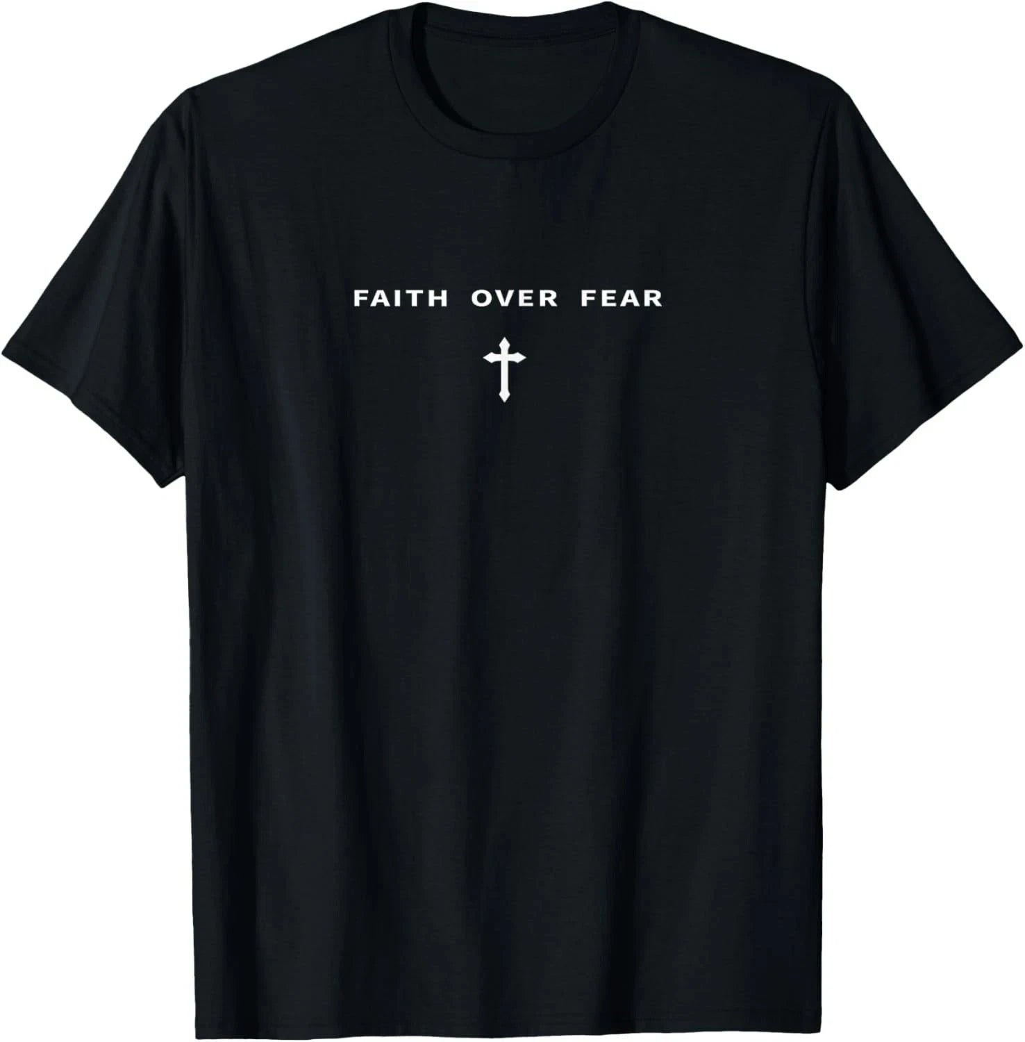 Faith Over Fear Christian Minimalist Jesus Christ Cross T-Shirt S-5XL