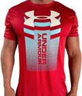 Under Armour Mens Red Performance Gym Training Shirt Athletic Workout Tee Logo