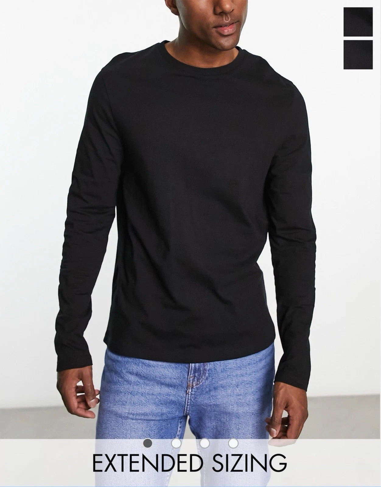 ASOS DESIGN 2 pack long sleeve t-shirt with crew neck in black, Men’s, UK L
