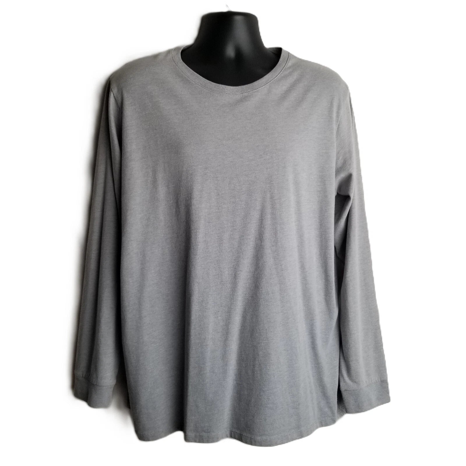 Reebok Long Sleeve Tee Mens 2XL Gray Cotton Blend Athleisure Minimalist Crew