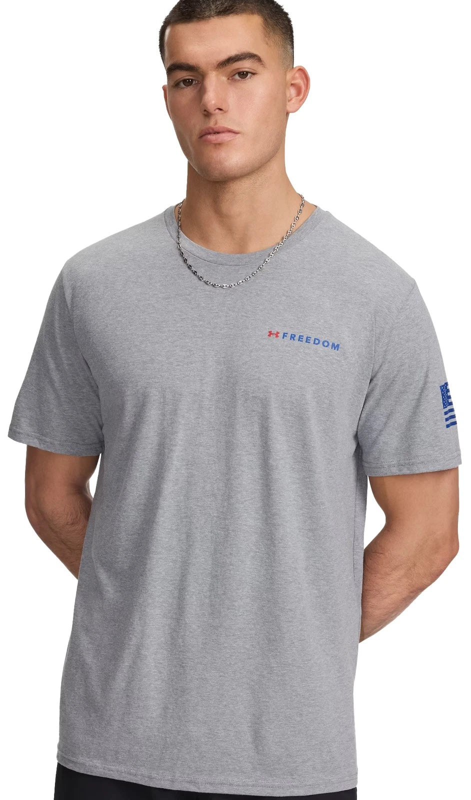 Under Armour Freedom Banner T-Shirt - Steel Light Heather / Royal - New