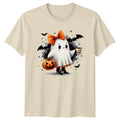 Cute Ghost Pumpkin Halloween Holidays Mens T-Shirt Womens Tee Graphic Unisex