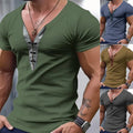 Tees T Shirts Short Sleeve Summer Tops Men Blouseslim Fit V Neck Holiday #