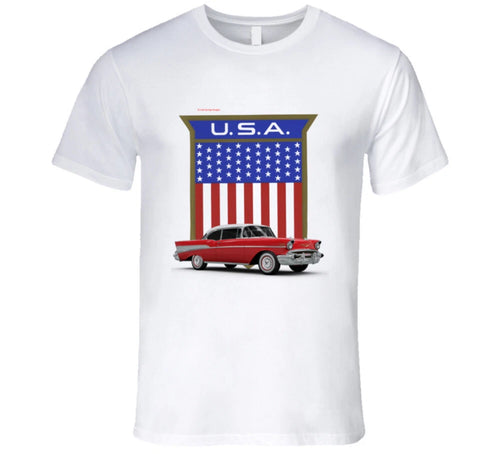 1957 Chevrolet Belair American Flag Usa Classic Chevy Gift T Shirt