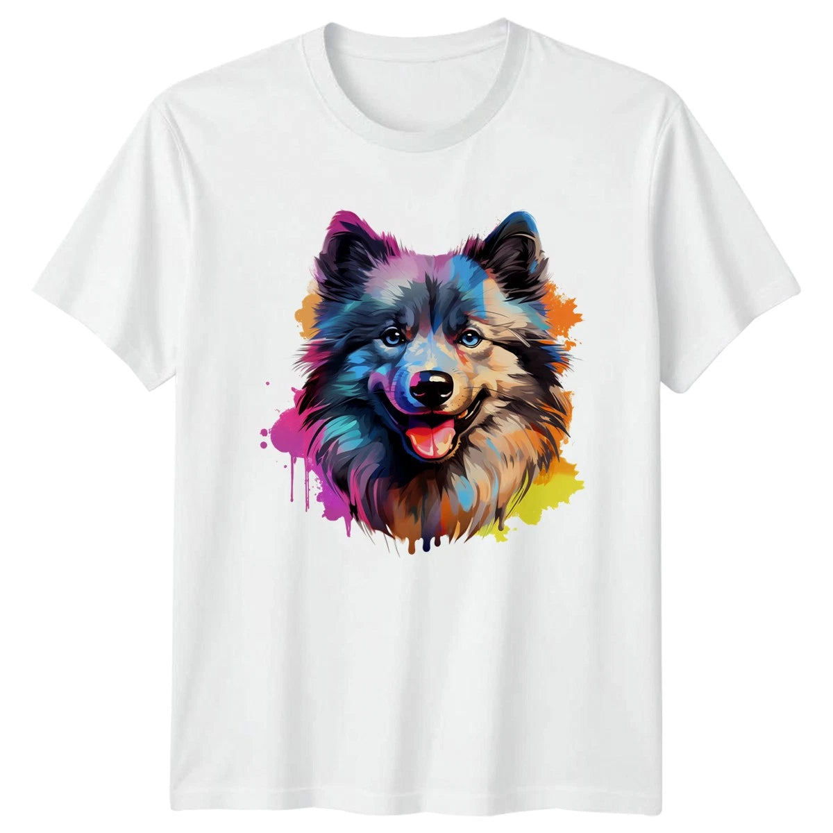 Colorful Keeshond Dog Face T-Shirt Pet Lover