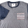 On The Byas Henley Shirt Large Grey Navy Colorblock Aztec Pocket Short Sleeve