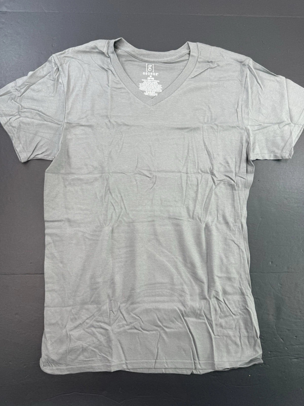 George Comfort Cotton T Shirt Short Sleeve Men's Medium 38-40 Gray V-NECK NEW