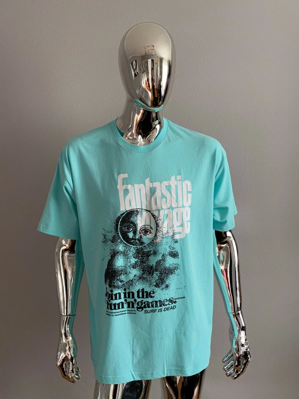 Surf Is Dead Aqua Graphic T Shirt Size Medium