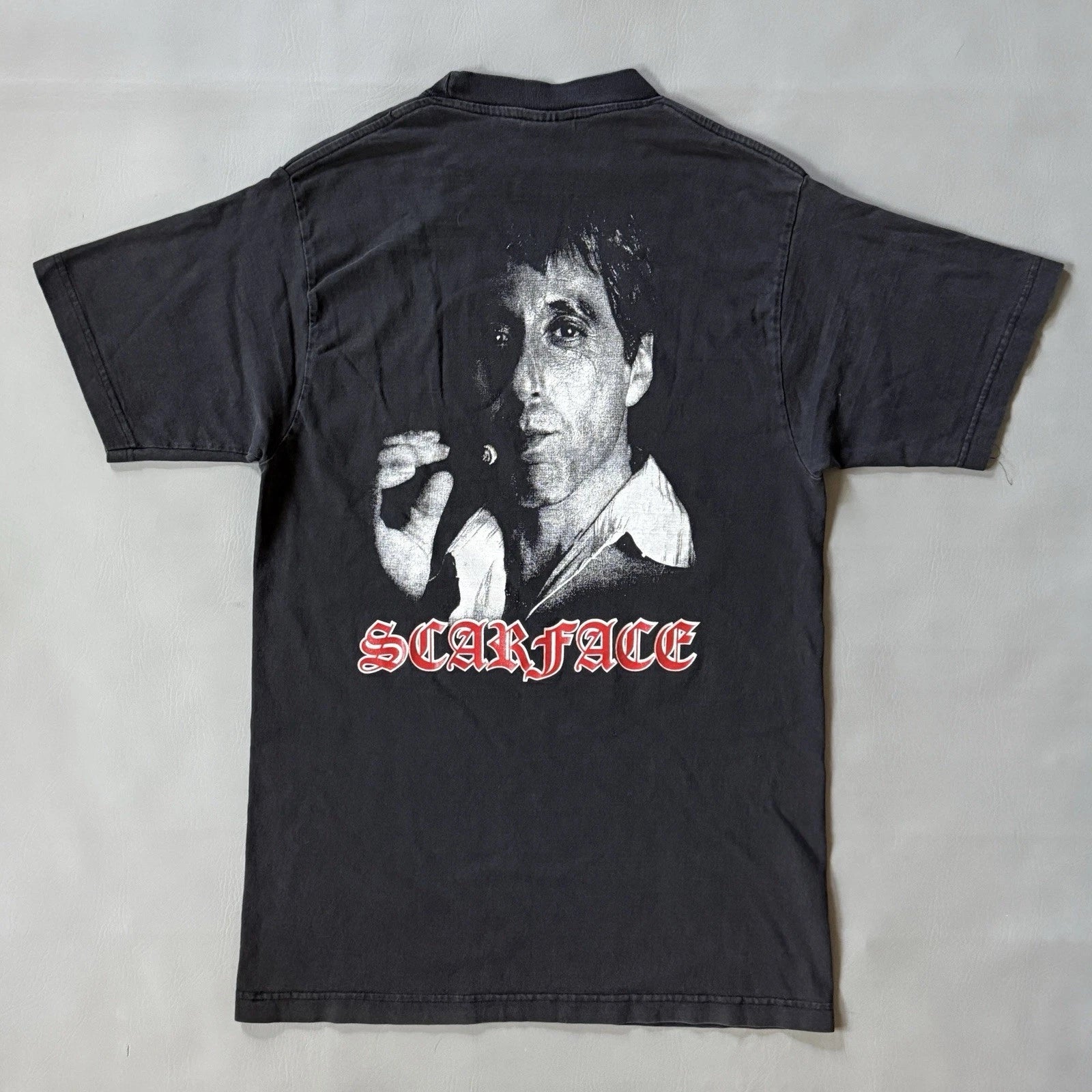 Vintage Scarface Old English Script T-Shirt Rare Size Medium Double Sided Black
